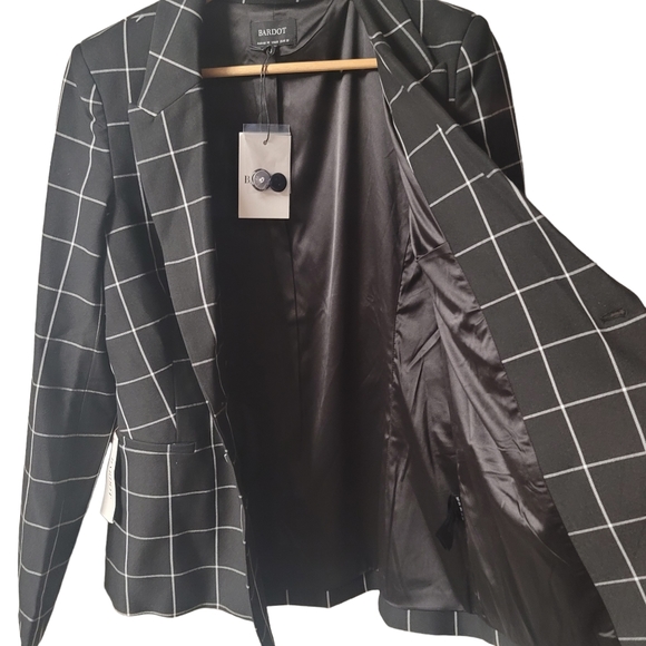 NWT Reformation Bardot Oversized Black Check Blazar SZ 6 - Picture 5 of 13